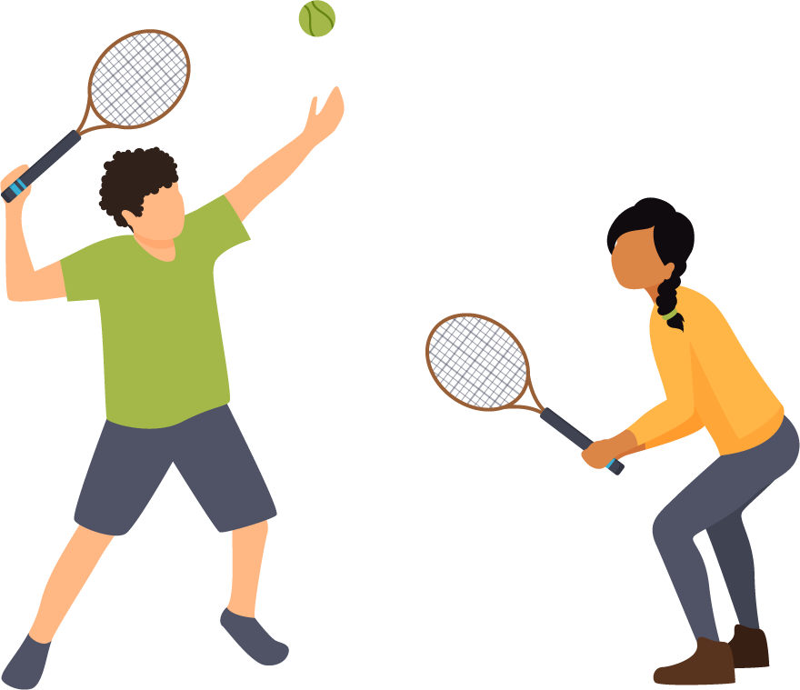 high school athletics sports icons featuring tennis players engaging in active play