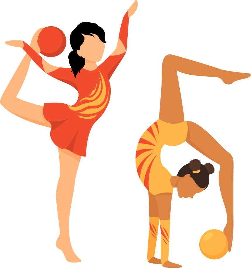 high school athletics sports icons showcasing dynamic gymnastic movements and energetic poses