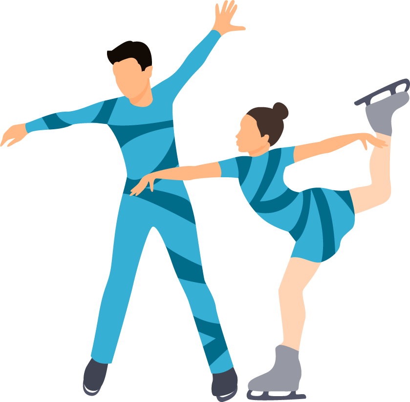 high school athletics sports icons featuring ice skating performance in vibrant colors