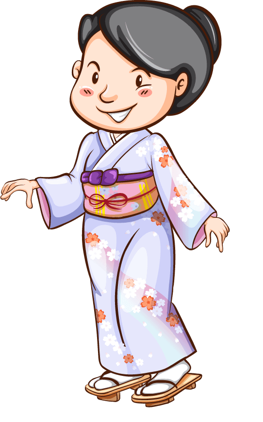 kimono asian people greeting different languages