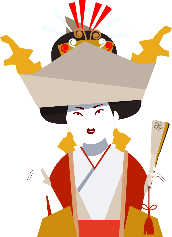 kimono girl icons colored classical 