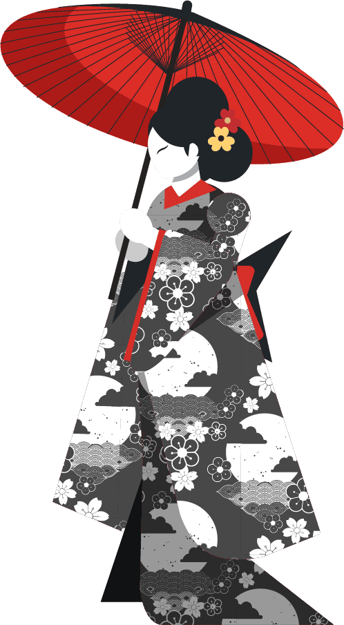 kimono japan elements retro national emblems sketch
