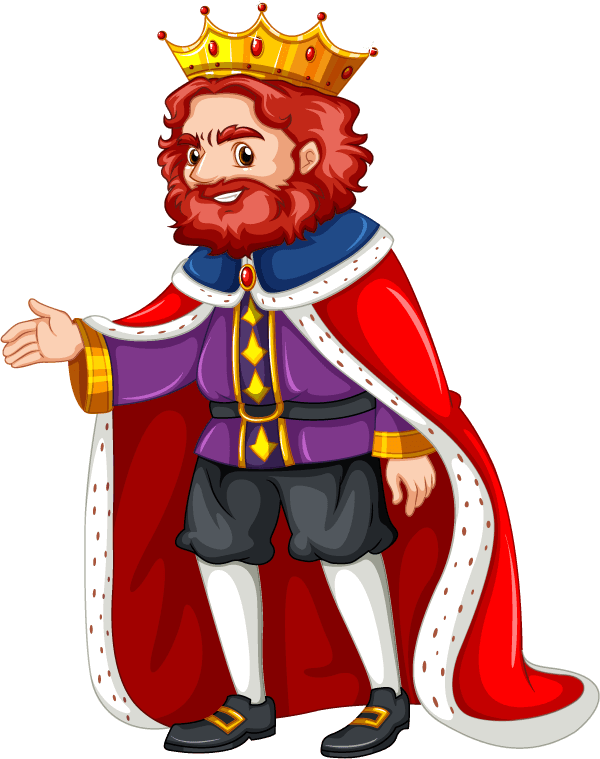king set medieval character with elaborate crown and vibrant royal attire for storytelling