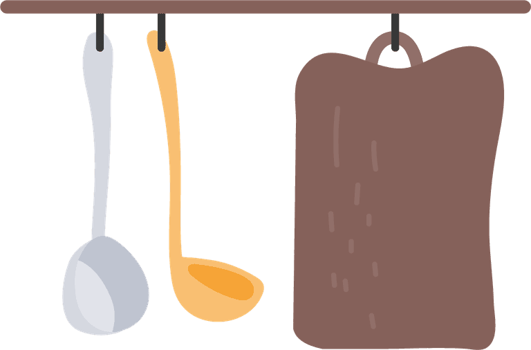 kitchen object icons mega flat design style illustration