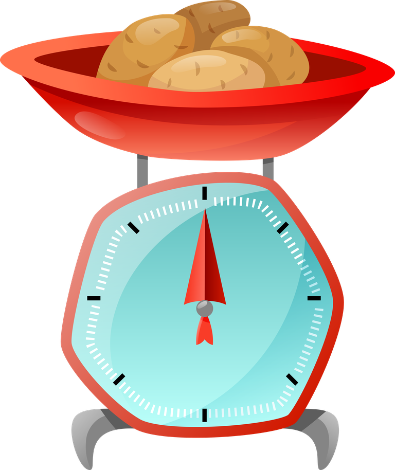 kitchenware cooking decorative icons set featuring a stylish retro scale with potatoes