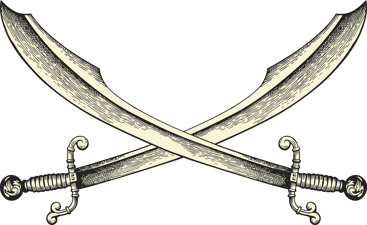 knife pirate skull line art with crossed swords for adventurous designs and decorations