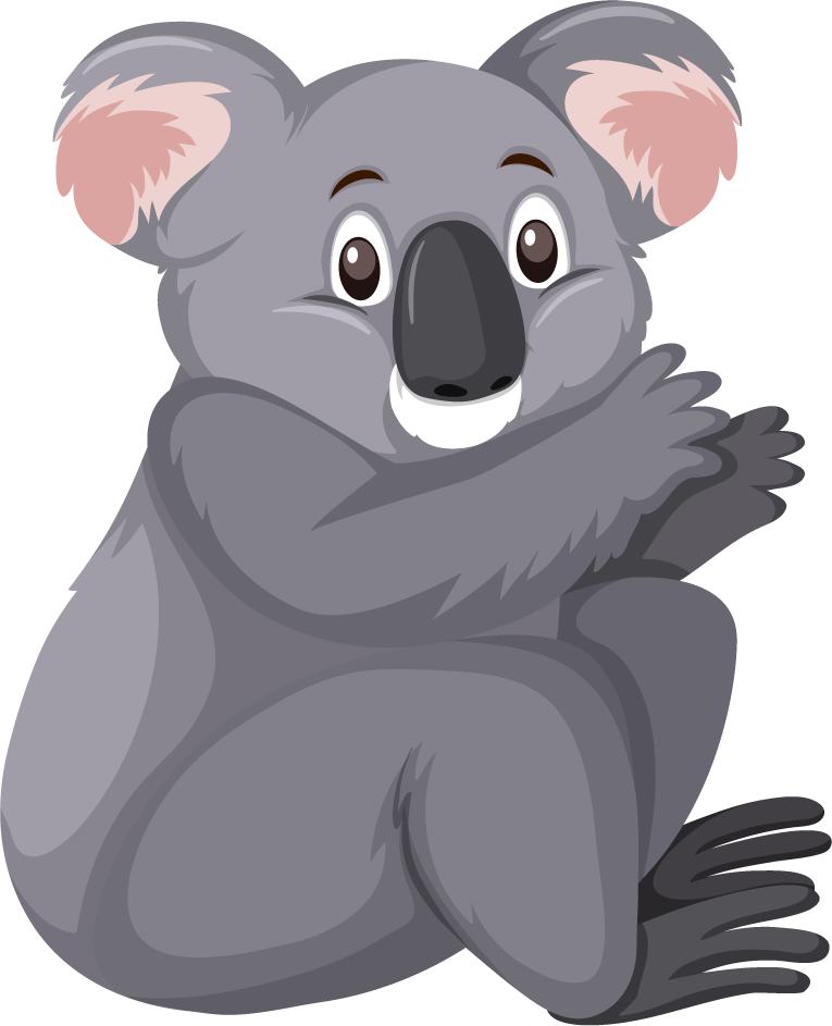 koala isolated different animals in a cute cartoon style for various uses