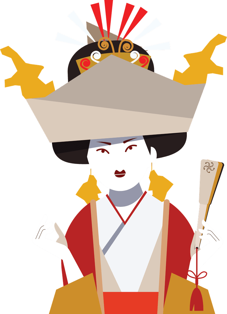 kymono kimono girl icons colored retro cartoon characters
