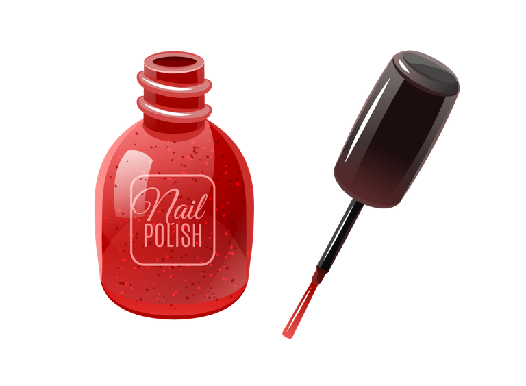 ladies cosmetics make up realistic nail polish bottle and brush illustration for beauty lovers