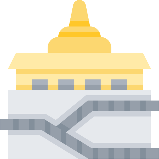 landmark flat color icons representing a historic architecture for travel and tourism