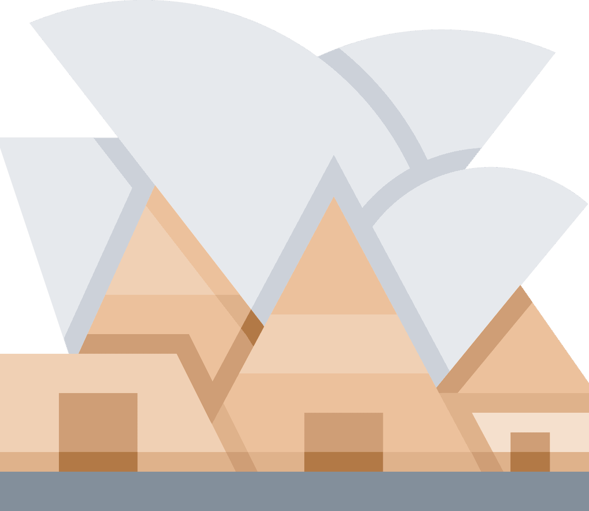 landmark flat color icons of iconic architectural structures for modern applications