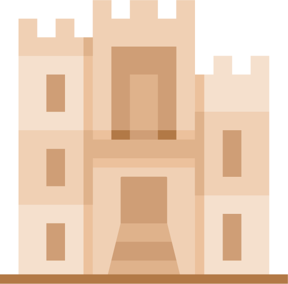 landmark flat color icons of historical castles and fortresses for various applications