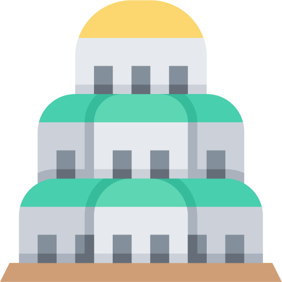 landmark flat color icons featuring a beautiful multi-domed architectural structure
