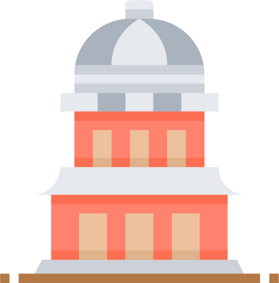 landmark flat color icons featuring a historic building with a dome for use in various applications