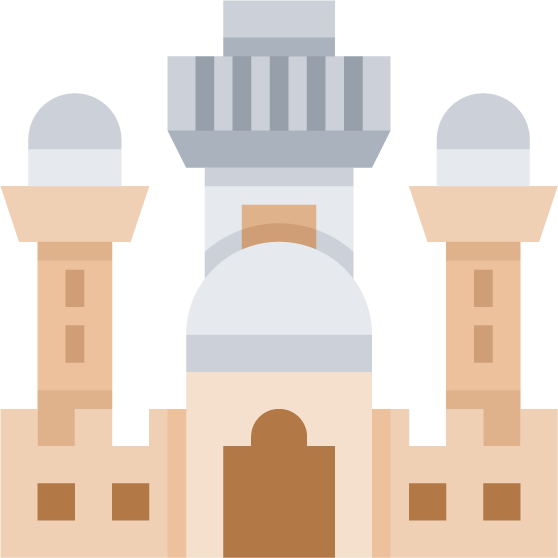 landmark flat color icons featuring a beautiful mosque with domes and towers