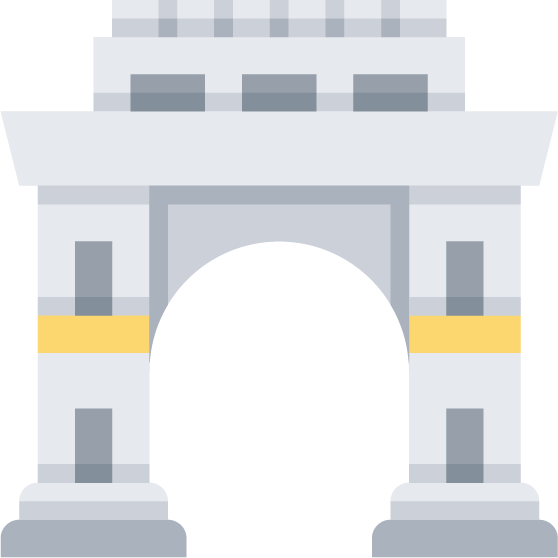 landmark flat color icons featuring a majestic monument with intricate details and unique architecture