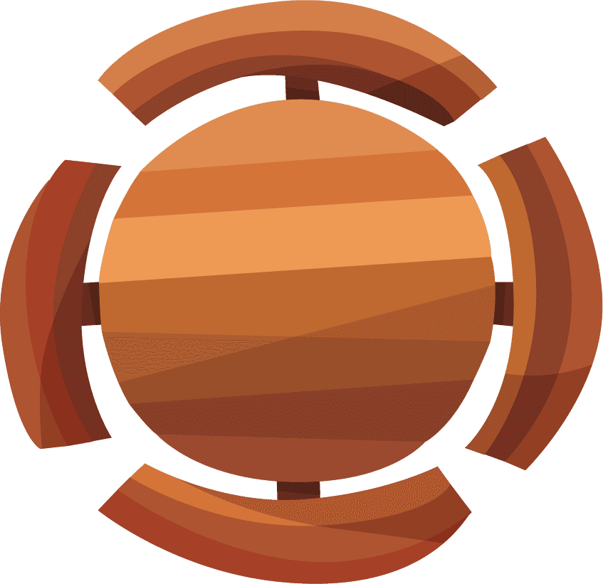 landscape elements top view of a stylized wooden orb with surrounding curves