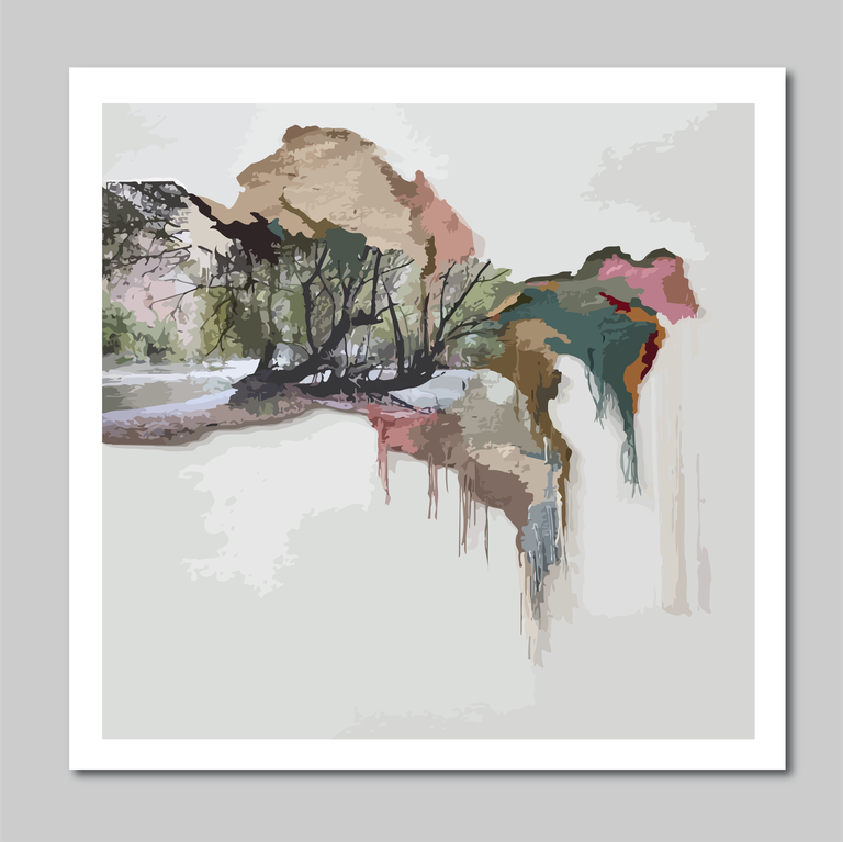 landscape nature art water color vector