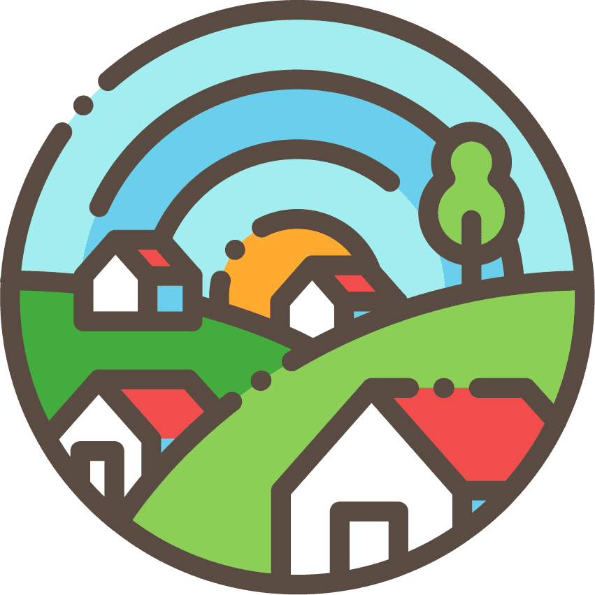 landscape travel scenery view lineal icon set