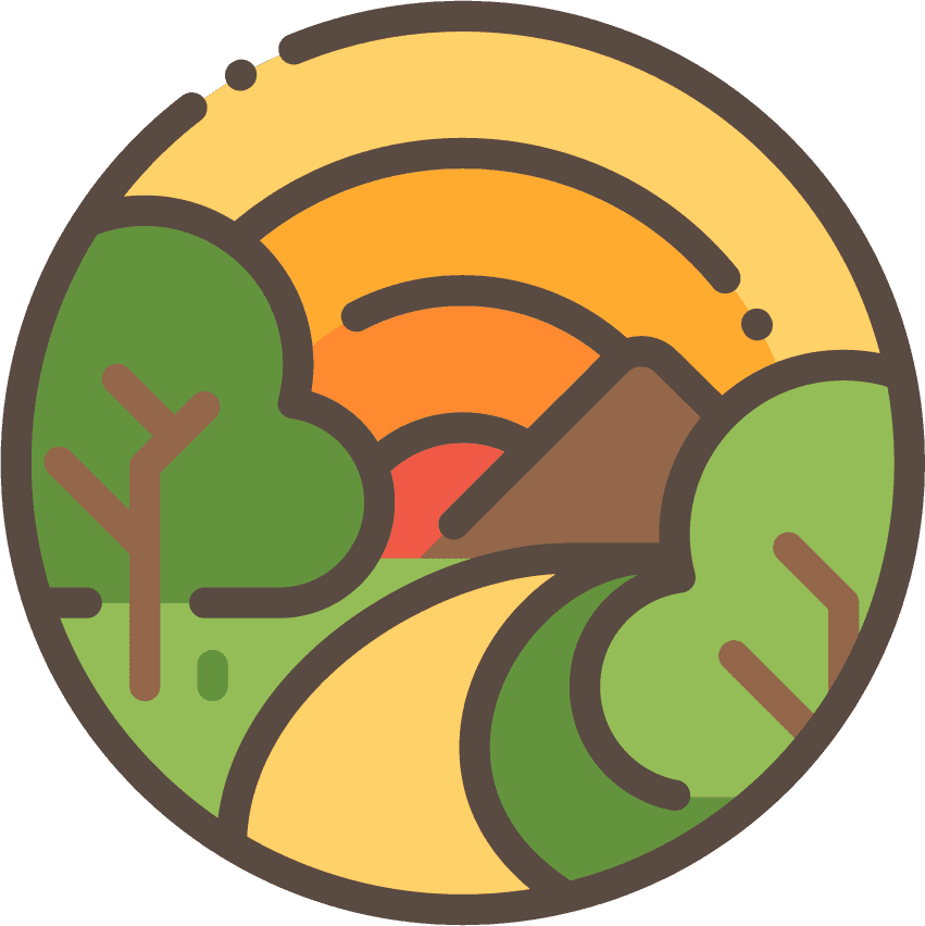 landscape travel scenery view lineal icon set