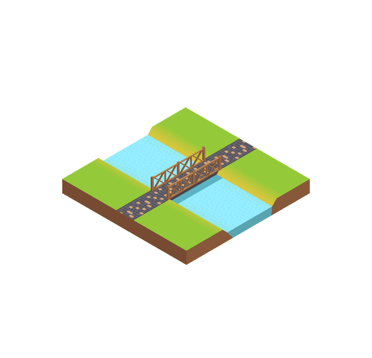 landscaping isometric compositions with summer trees