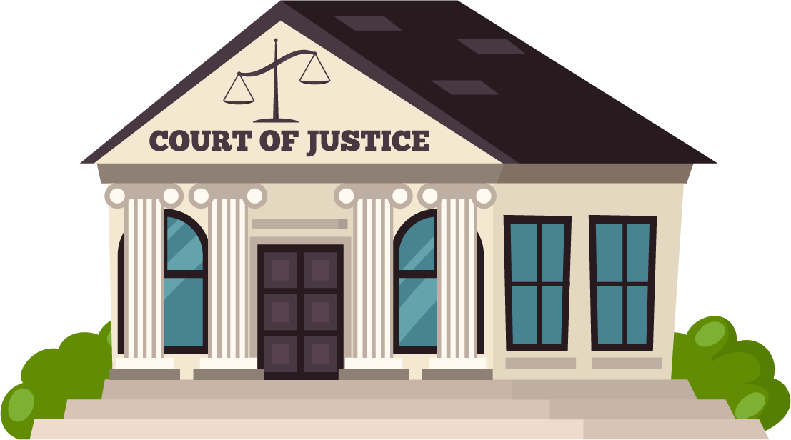 law justice orthogonal elements depicting a traditional court building with iconic architecture features