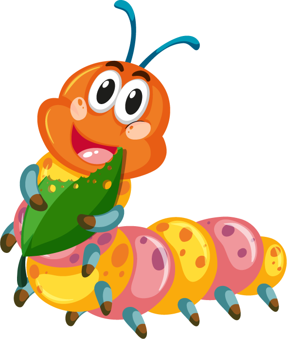 leaf eating worm set insect sticker