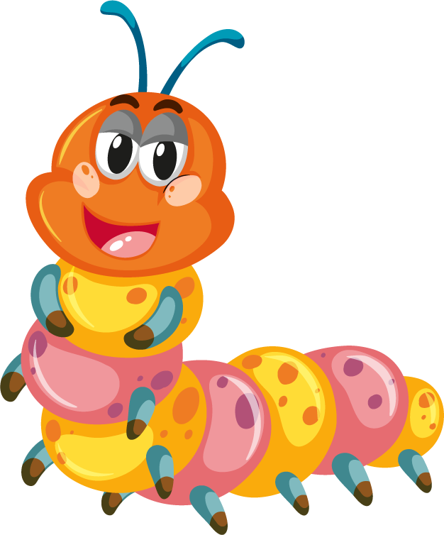 leaf eating worm set insect sticker
