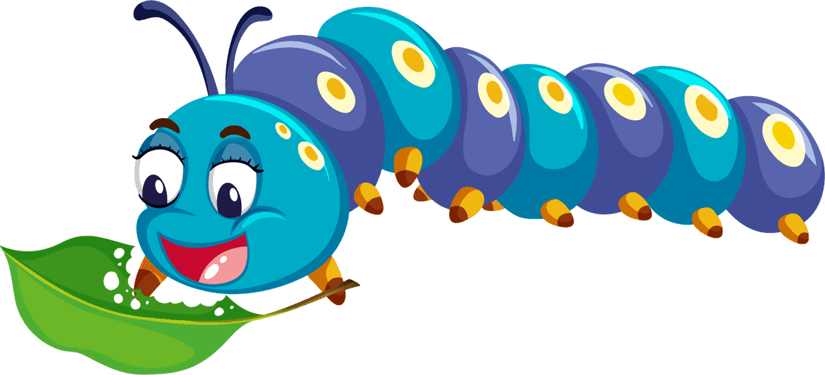 leaf eating worm set insect sticker