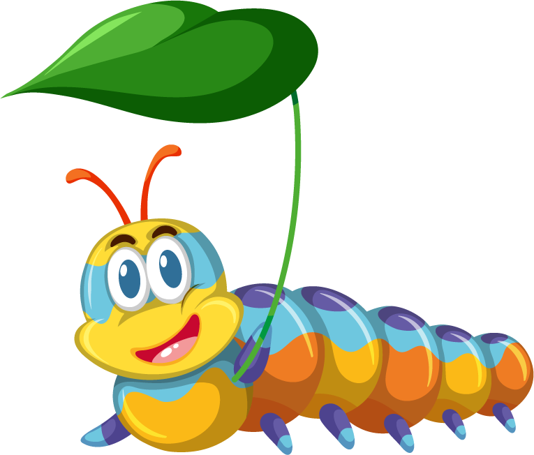 leaf eating worm set insect sticker