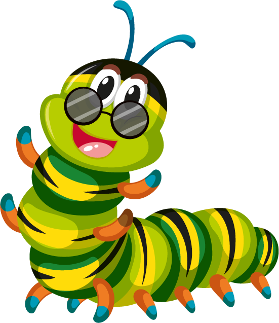 leaf eating worm set insect sticker