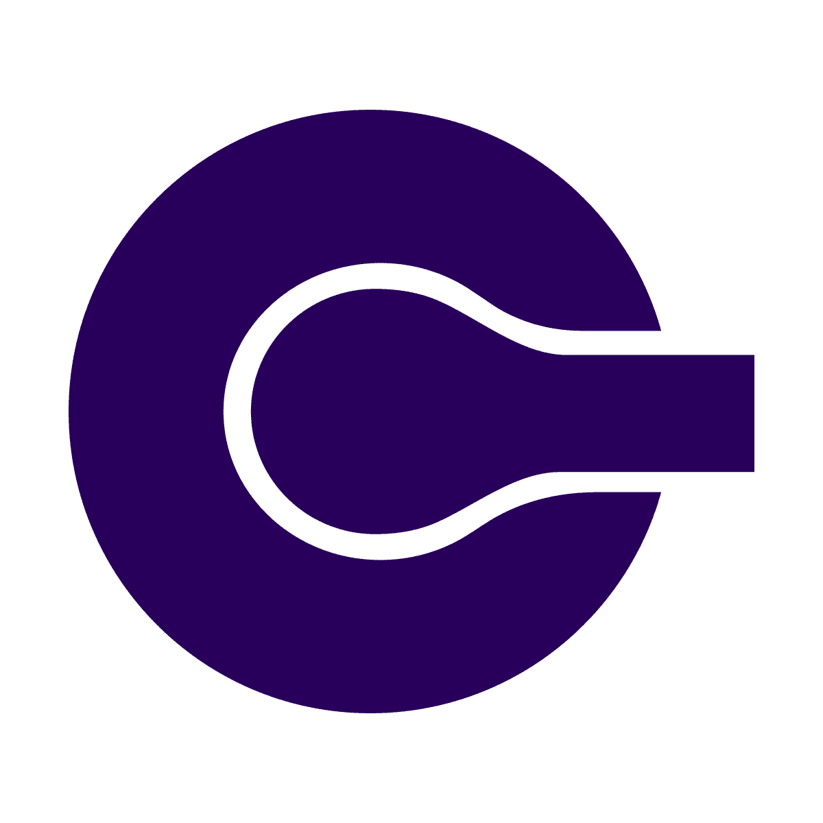 modern purple letter c logo resembling a power button