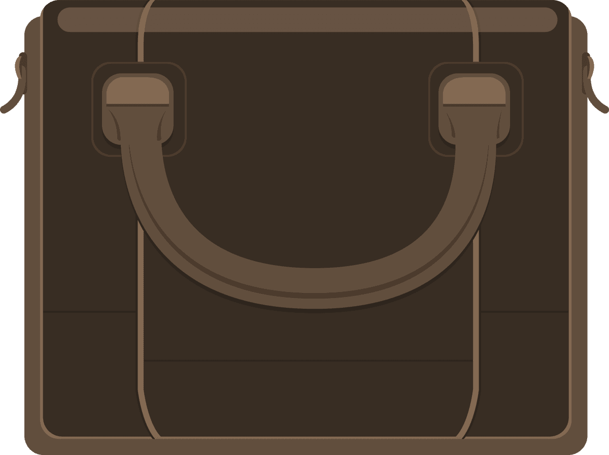 simple lifestyle object illustration of a classic leather briefcase for everyday use