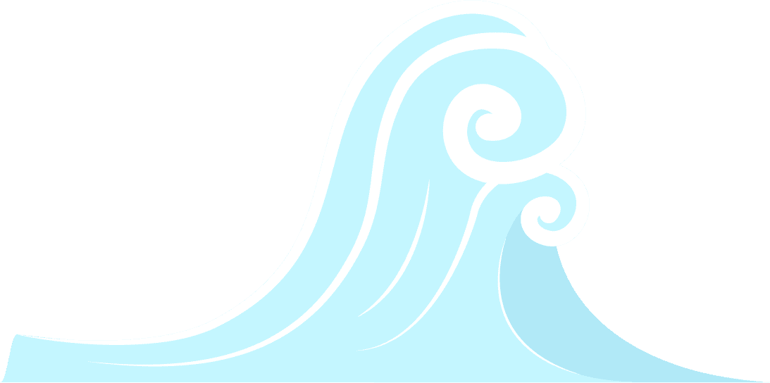 light blue japanese wave doodle