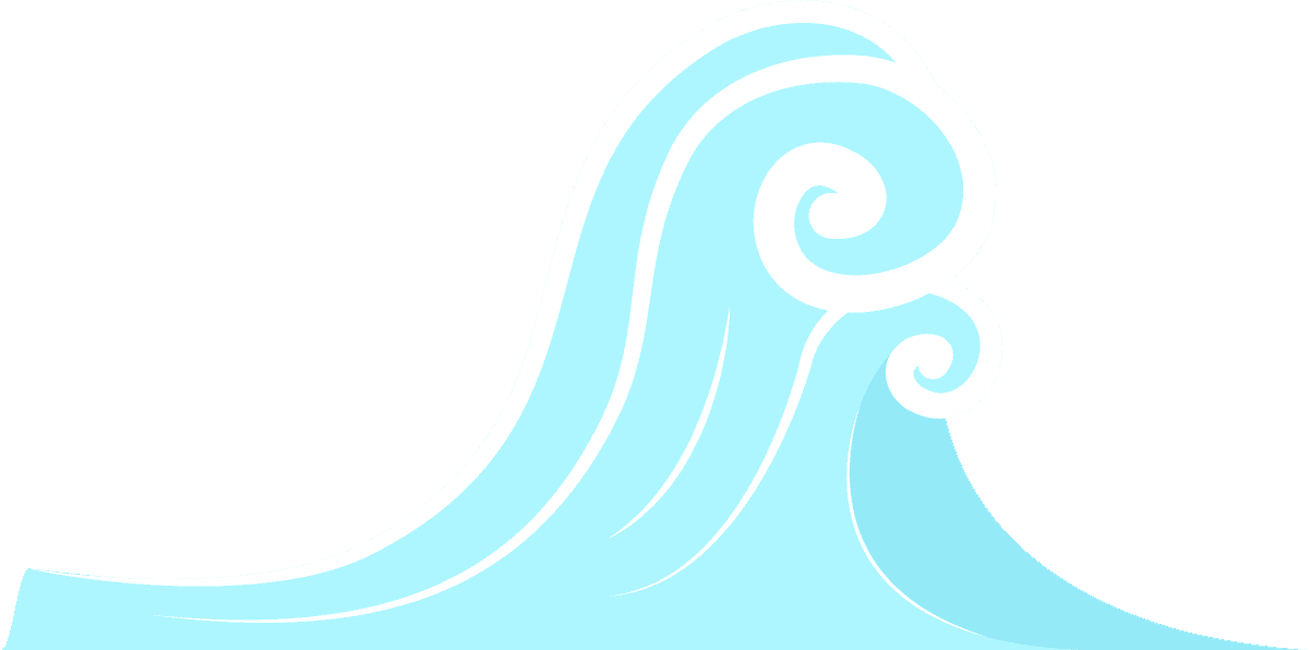 light blue japanese wave doodle