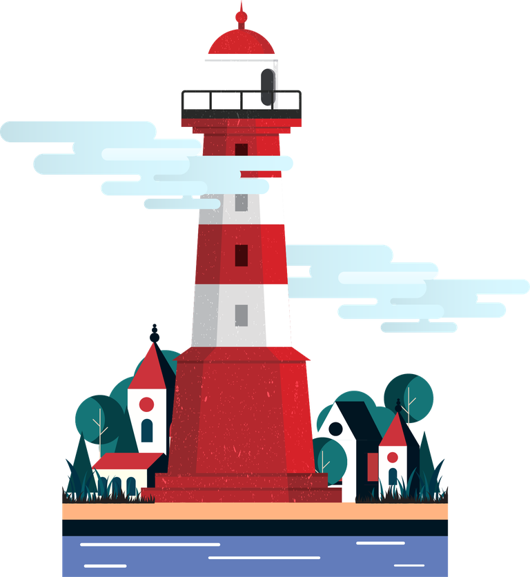 lighthouse icons colorful classical style with charming coastal scenery for creative projects