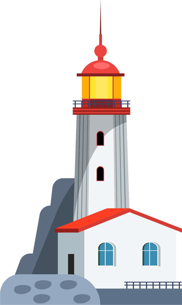 lighthouse towers, guiding light houses buildings,searchlight towers illustration