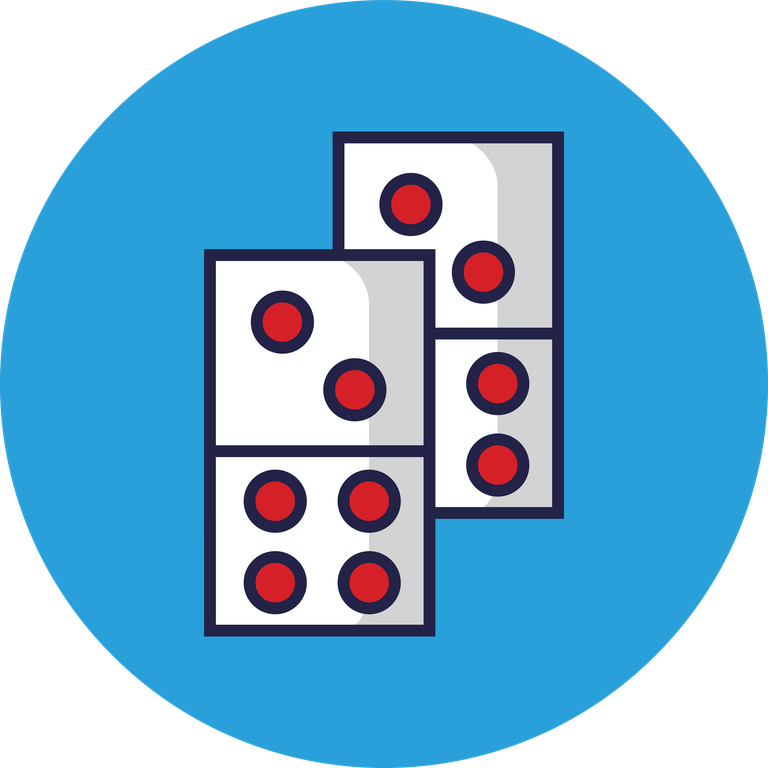 linear color icon of game featuring domino pieces on a vibrant background