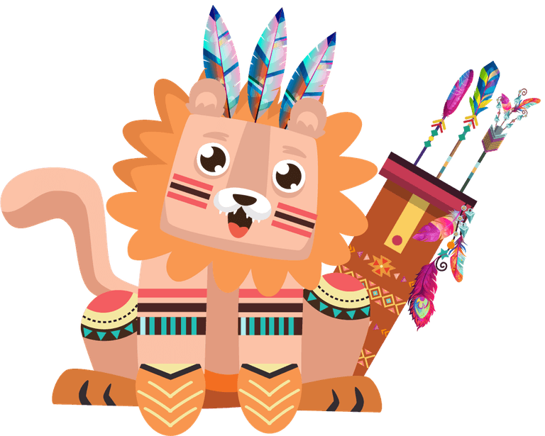 lion boho animal icons stylized cartoon characters