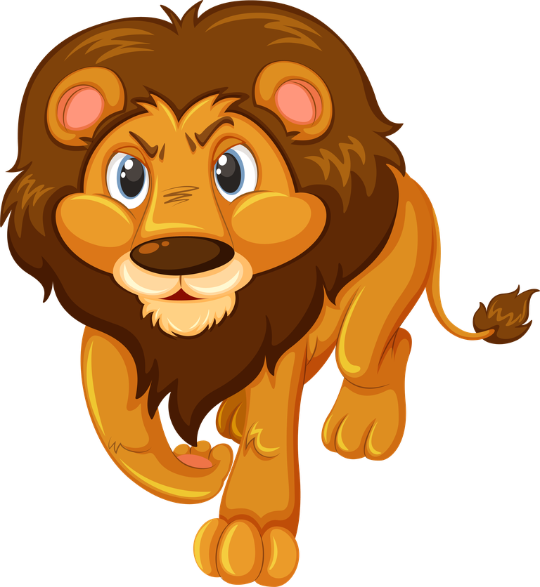 lion isolated different animals with playful expression for children’s illustrations