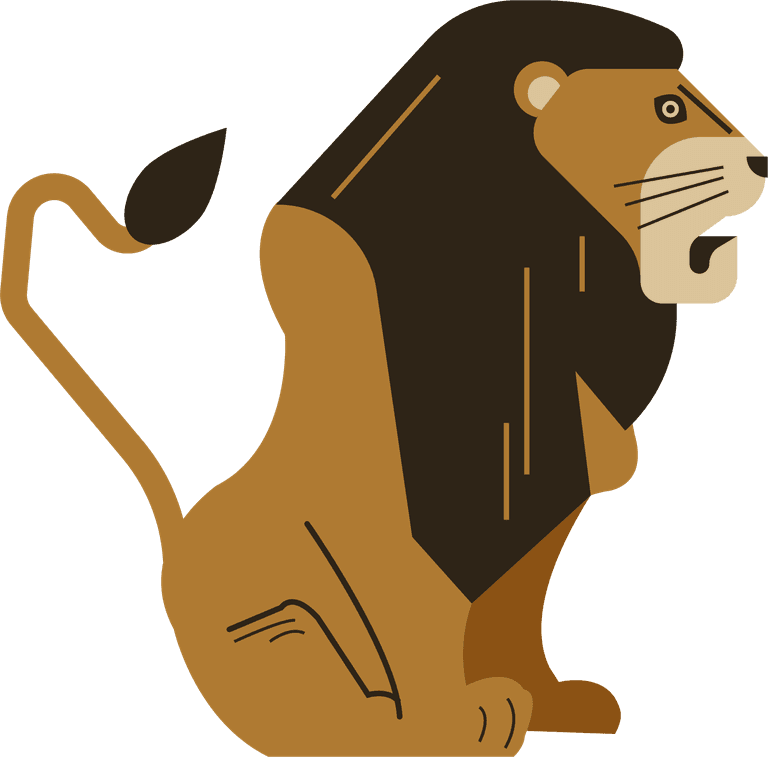 lion wild feline animals icons classical flat sketch