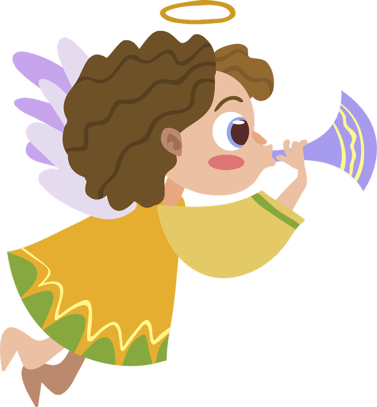 little angel christmas angel collection with playful trumpet and cheerful wings