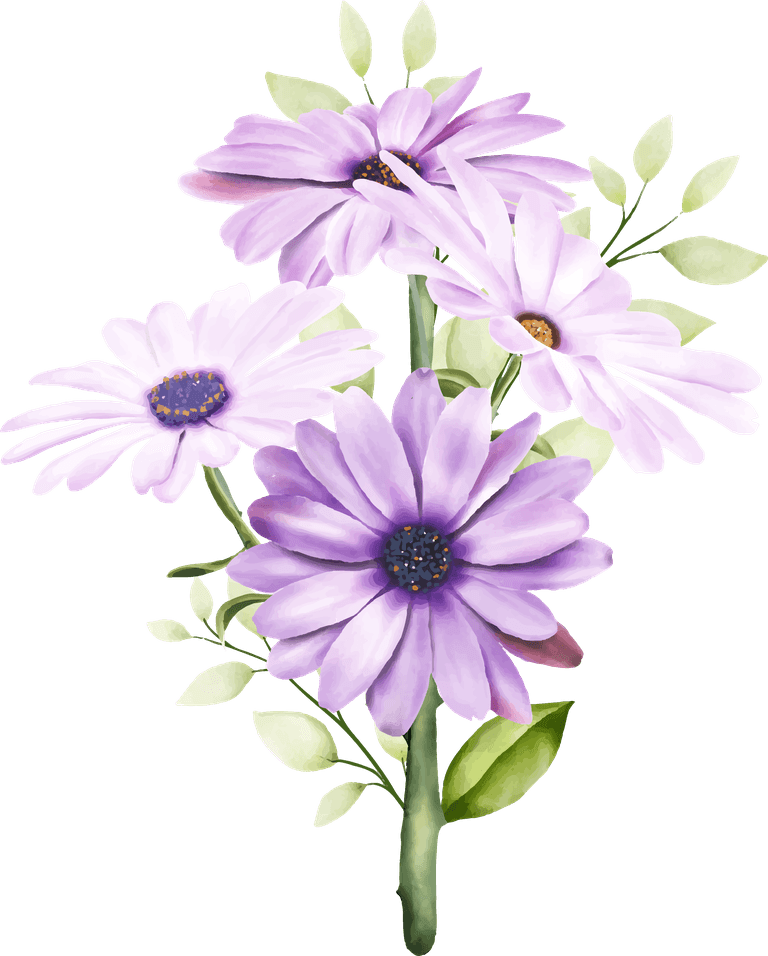 little flower watercolor chrysanthemum set