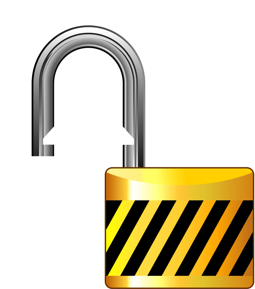 lock key and lock set with a modern safety padlock and open shackle design