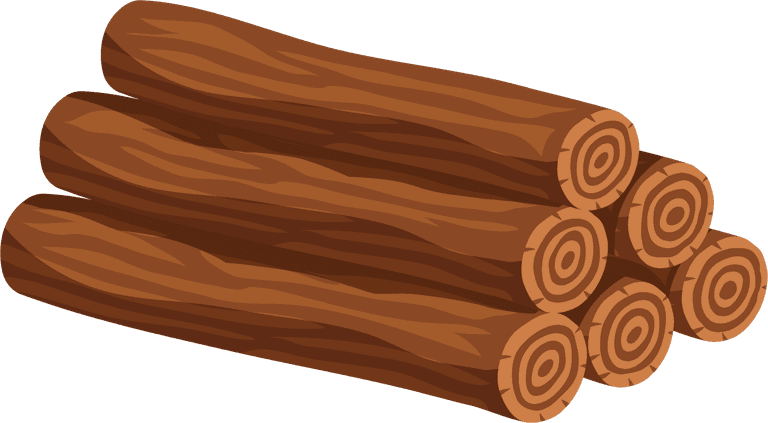 log wood material manufactured products set with tree trunk branches