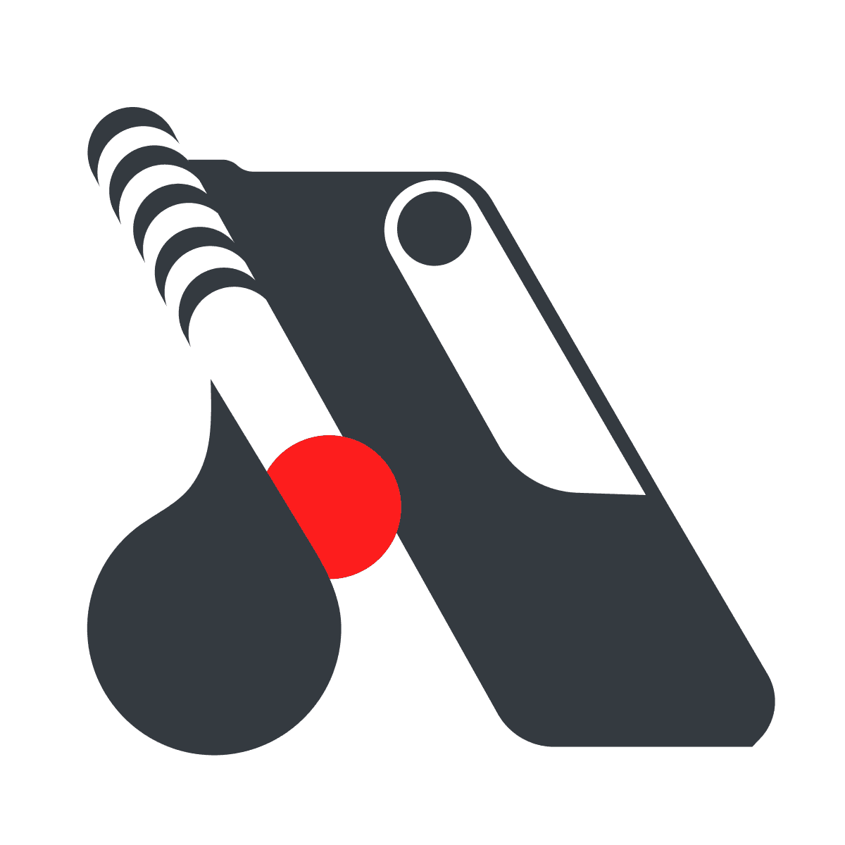 abstract letter a logo with overlapping shapes and red accent for innovative brand