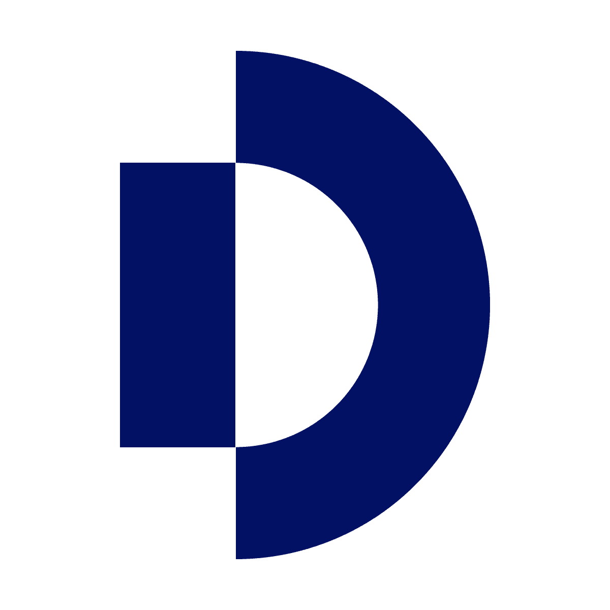 geometric rectangle and semicircle letter d logo blue with checkered detail for brand identity