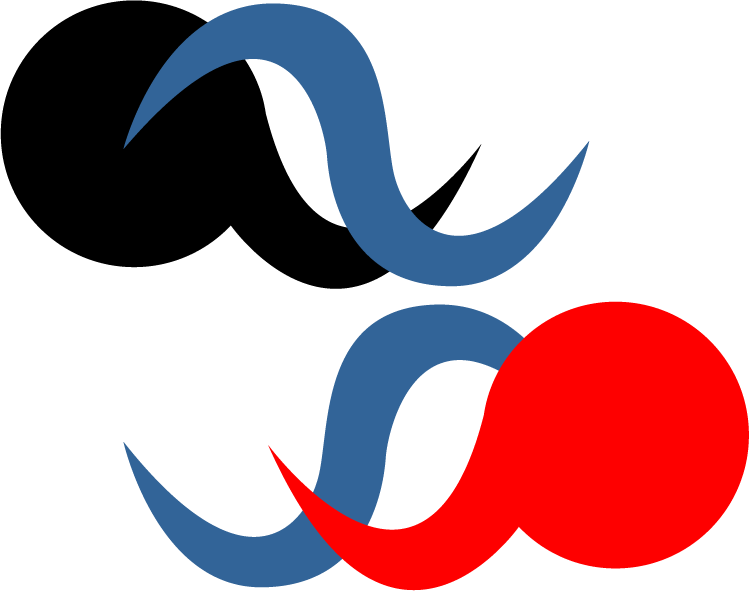 logo with dark red blue black colors