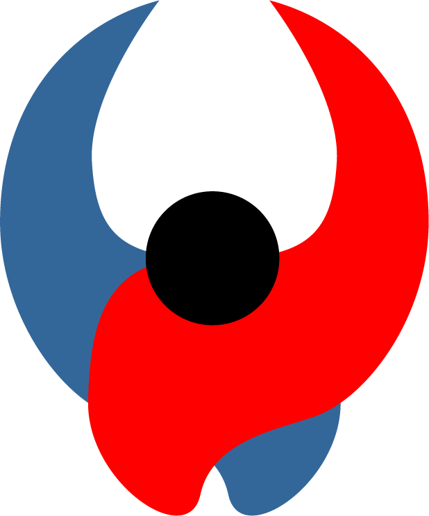 logo with dark red blue black colors