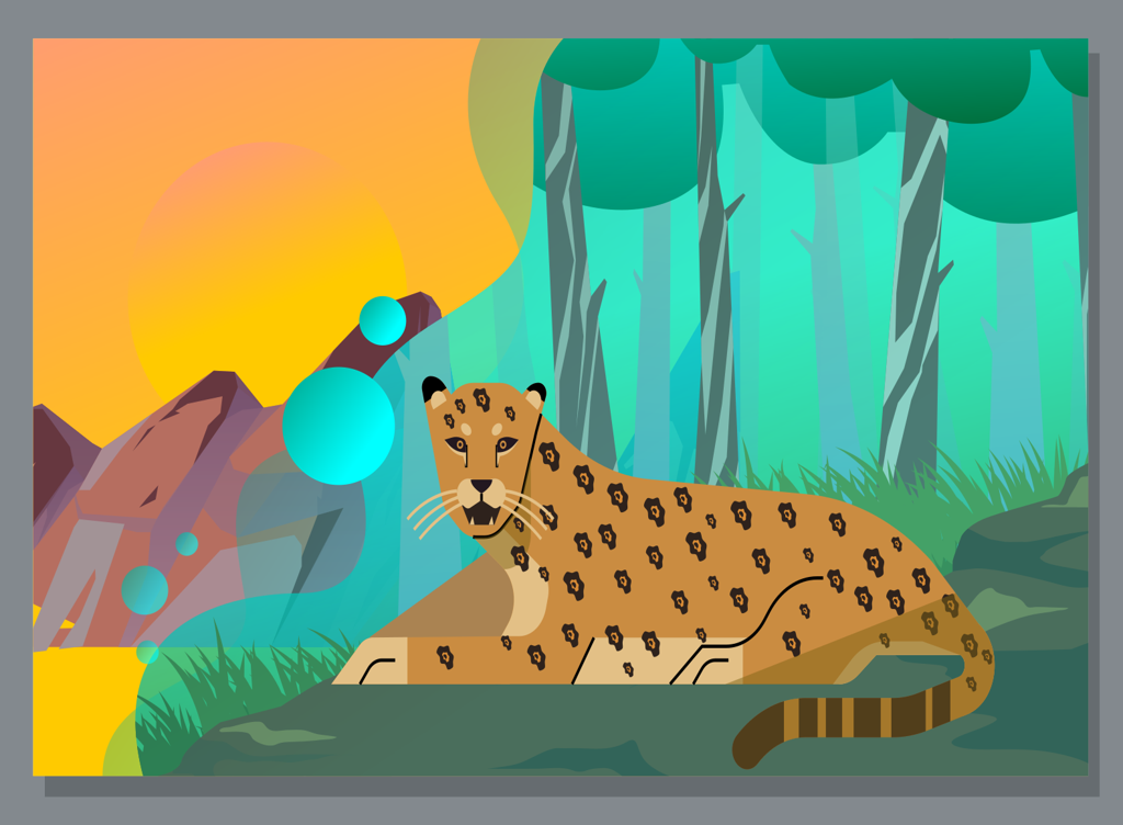 lord of the jungle rw: a serene leopard resting in a vibrant forest setting